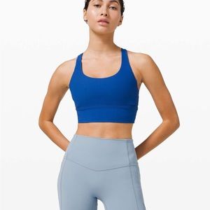 Lululemon Energy bra long line rubbed in Blue color size 4 NWT Regatta Blue